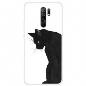 Telefoonhoesje voor Xiaomi Redmi 9 Peinzende Zwarte Kat