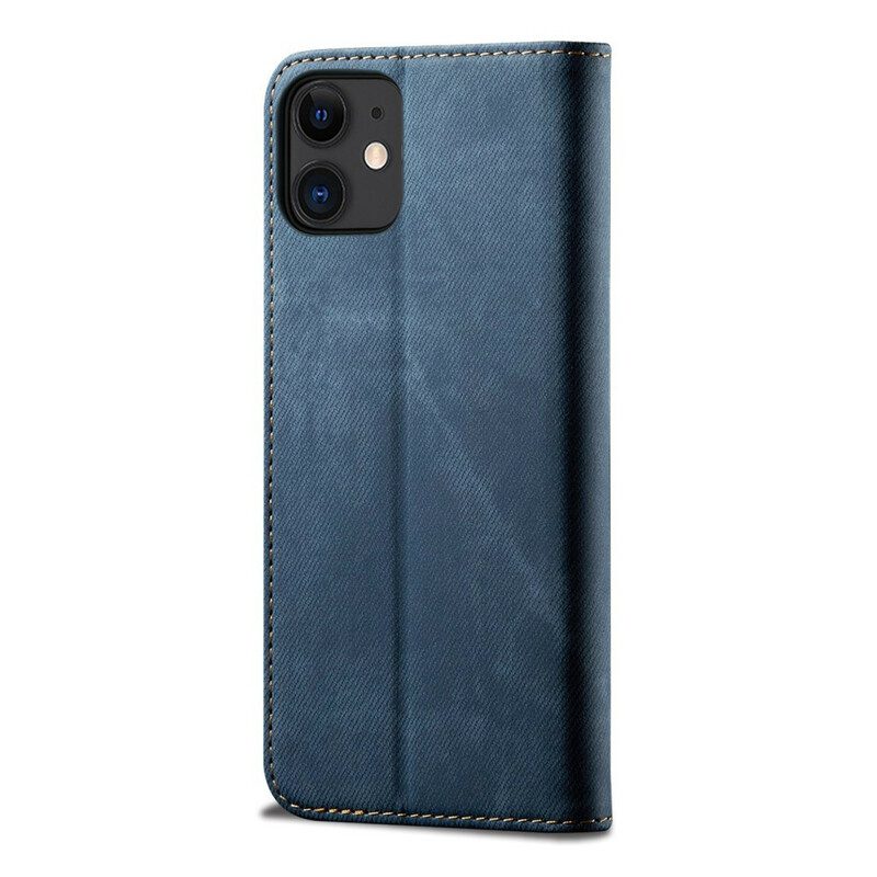 Bescherming Hoesje voor iPhone 12 Mini Folio-hoesje De Textuur Van Jeans Van Het Leer Van Het Imitatieleer