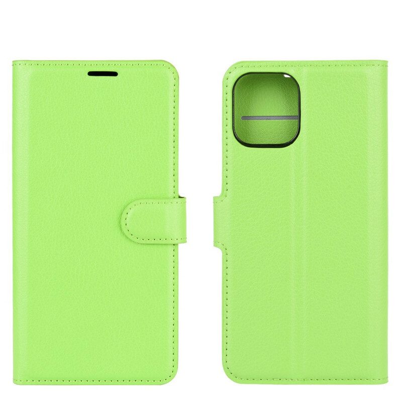 Flip Case voor iPhone 12 Mini Klassiek Litchi-leereffect