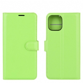 Flip Case voor iPhone 12 Mini Klassiek Litchi-leereffect