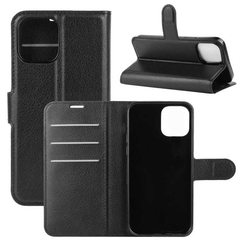 Flip Case voor iPhone 12 Mini Klassiek Litchi-leereffect