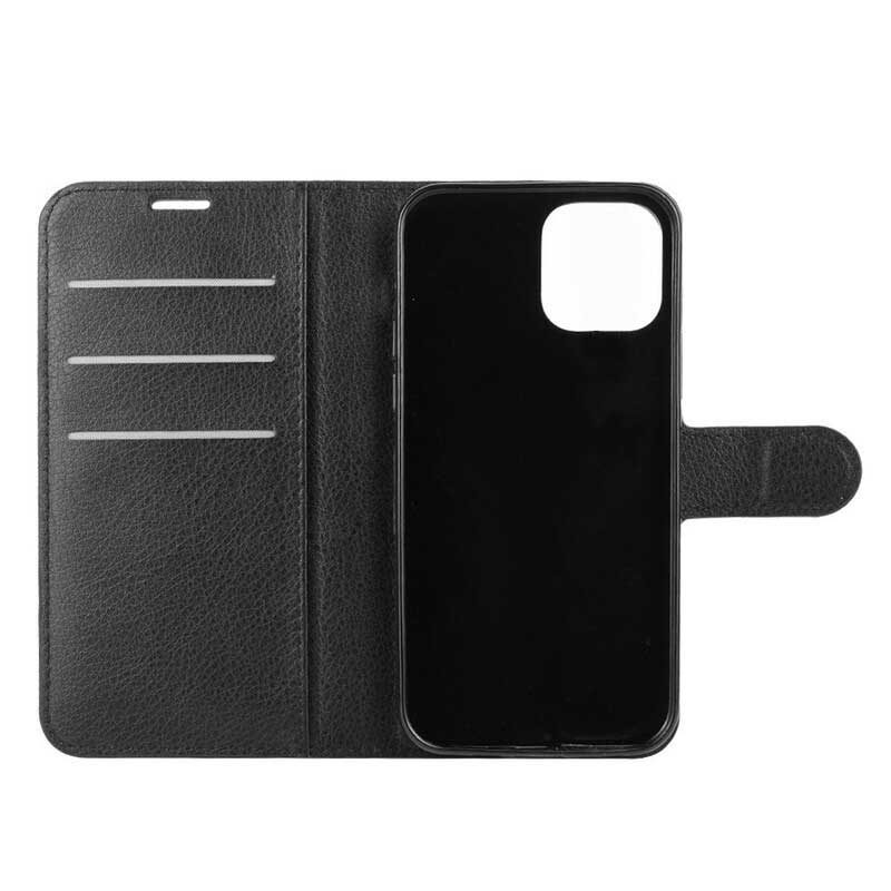 Flip Case voor iPhone 12 Mini Klassiek Litchi-leereffect