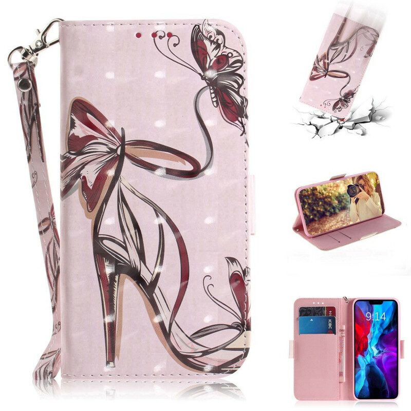 Flip Case voor iPhone 12 Mini Met Ketting Pompoen Met Bandjes