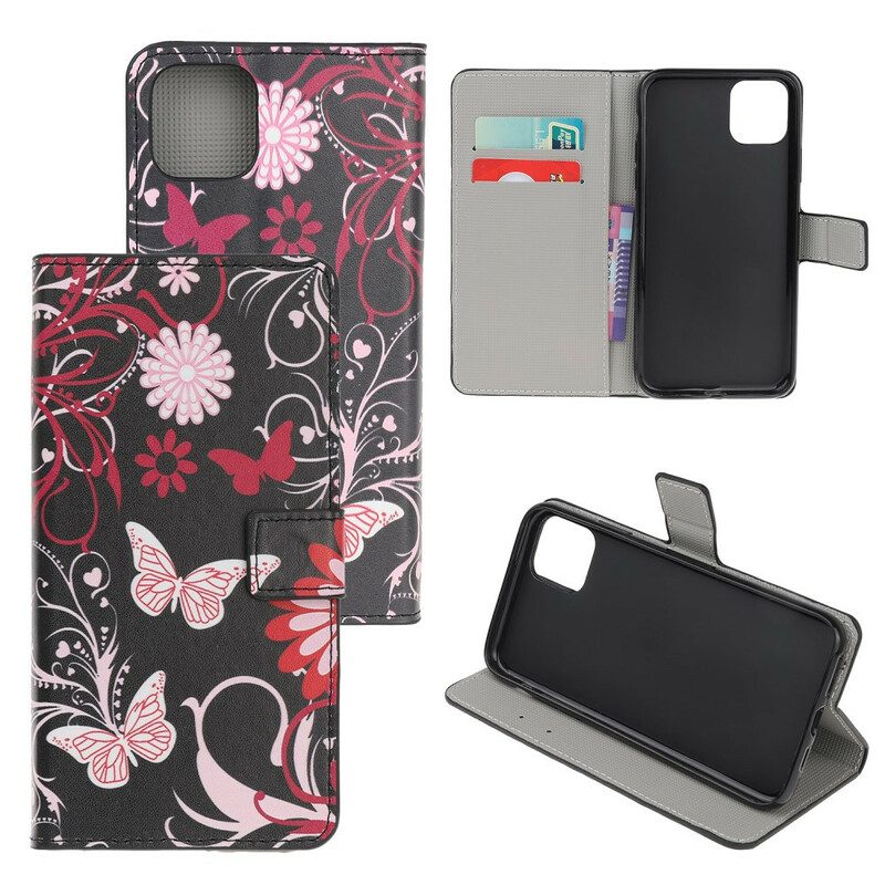 Folio-hoesje voor iPhone 12 Mini Krankzinnige Vlinders