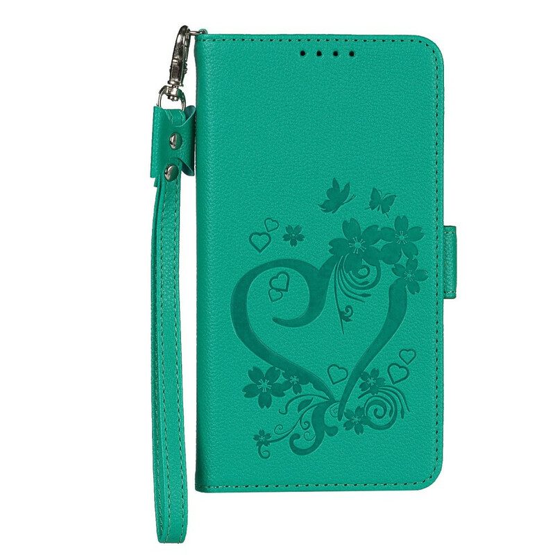 Folio-hoesje voor iPhone 12 Mini Met Ketting Bandjes Hart