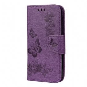 Folio-hoesje voor iPhone 12 Mini Met Ketting Prachtige Riemvlinders