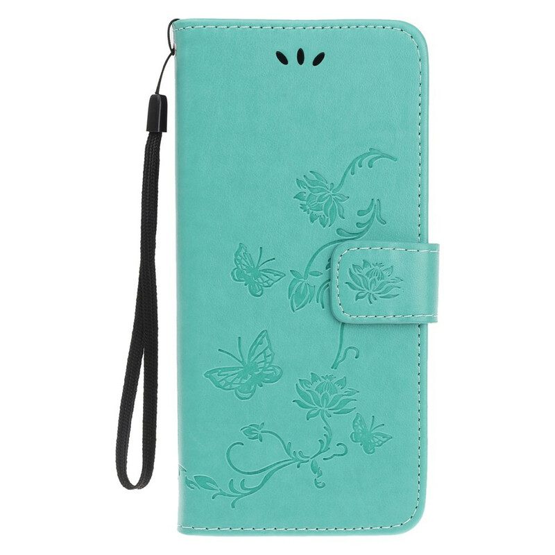 Folio-hoesje voor iPhone 12 Mini Met Ketting Strakke Bloemen