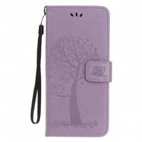 Folio-hoesje voor iPhone 12 Mini Met Ketting String Boom En Uilen