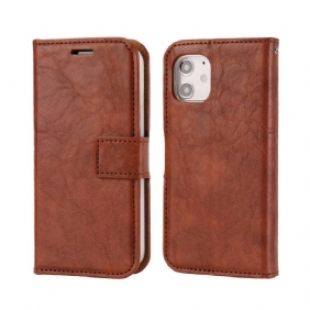 Hoesje Flip Case voor iPhone 12 Mini Afneembare Verweerde Lederen Stijl