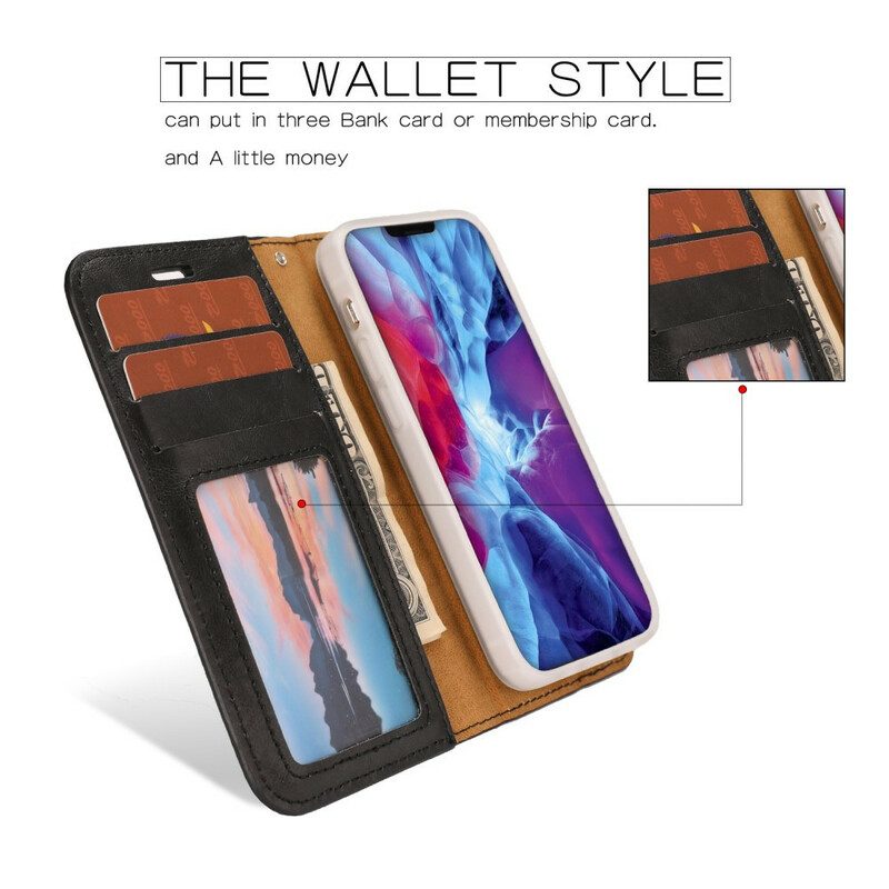 Hoesje Flip Case voor iPhone 12 Mini Afneembare Verweerde Lederen Stijl