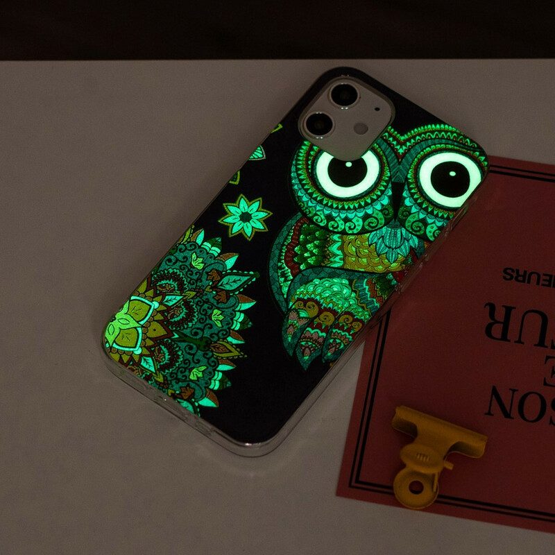 Hoesje voor iPhone 12 Mini Fluorescerende Uil Mandala