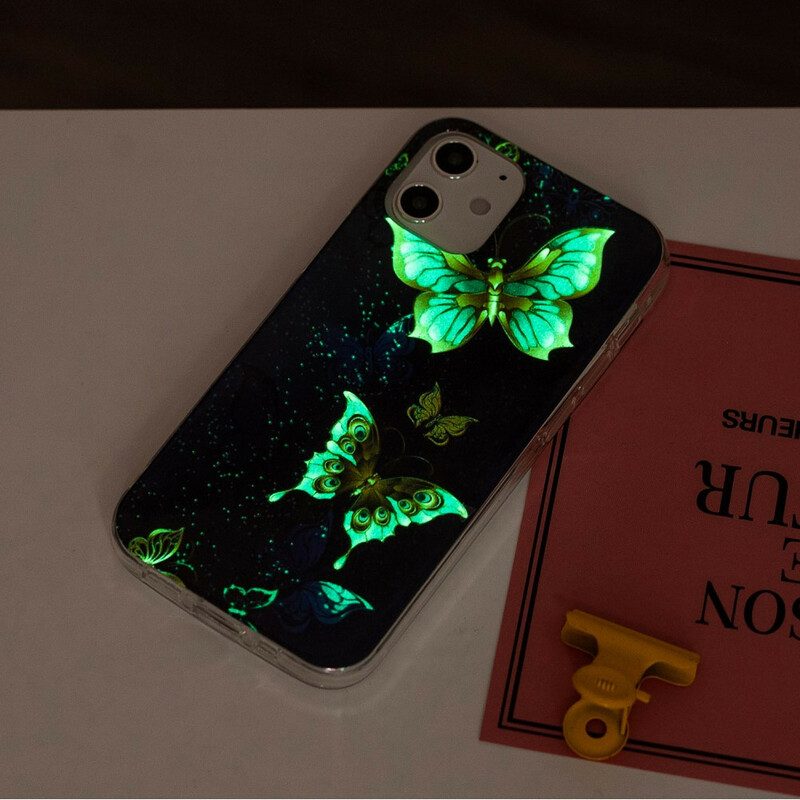 Hoesje voor iPhone 12 Mini Fluorescerende Vlinders Serie