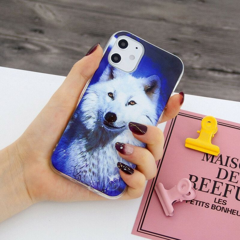 Hoesje voor iPhone 12 Mini Fluorescerende Wolf-serie