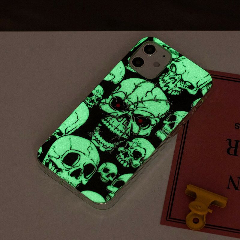 Hoesje voor iPhone 12 Mini Let Op Fluorescerende Schedels