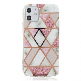 Hoesje voor iPhone 12 Mini Marmerkleurige Geometrie 2