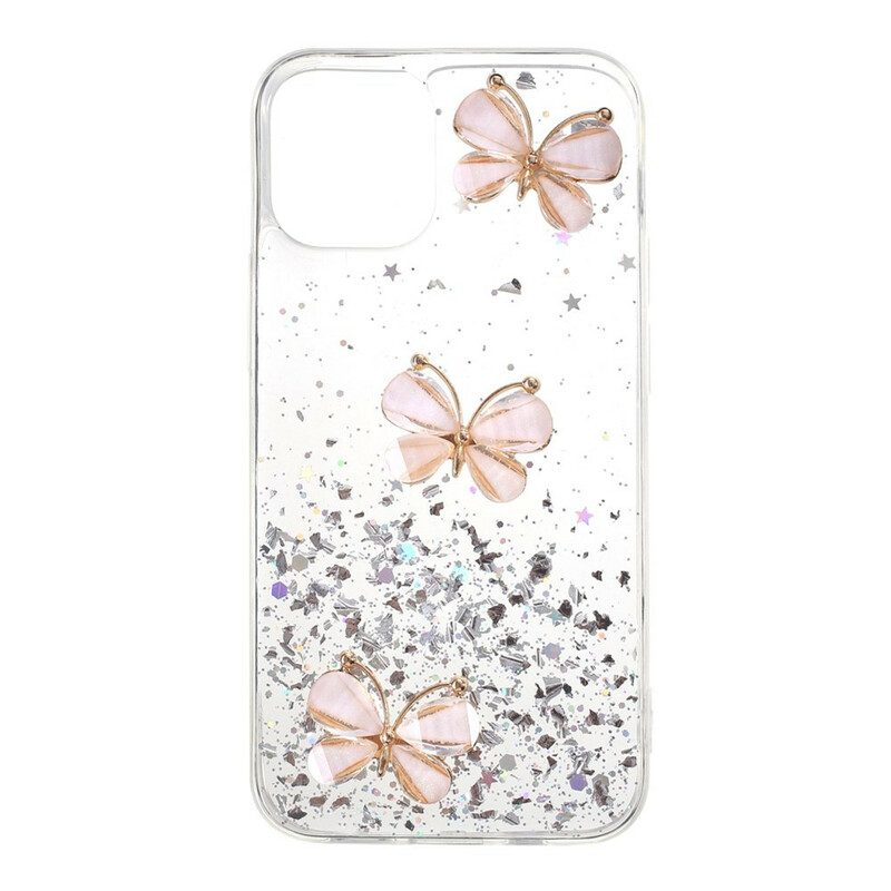 Hoesje voor iPhone 12 Mini Pailletten Met 3d-vlinders