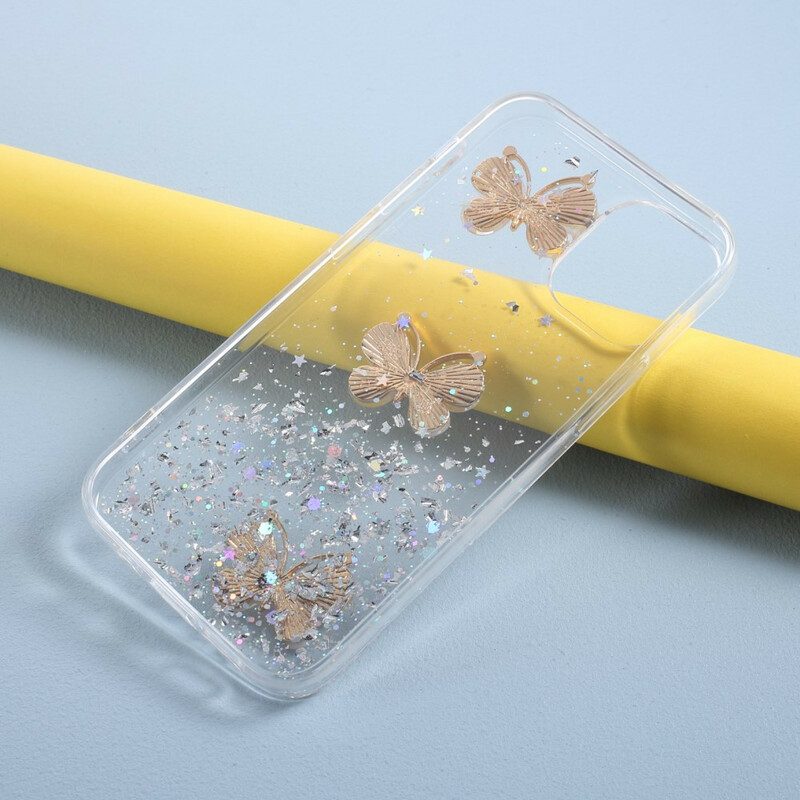 Hoesje voor iPhone 12 Mini Pailletten Met 3d-vlinders