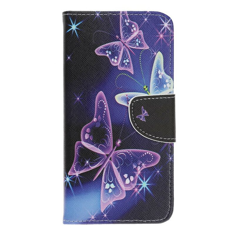 Leren Hoesje voor iPhone 12 Mini Kleurrijke Vlinder