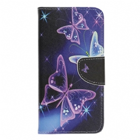 Leren Hoesje voor iPhone 12 Mini Kleurrijke Vlinder