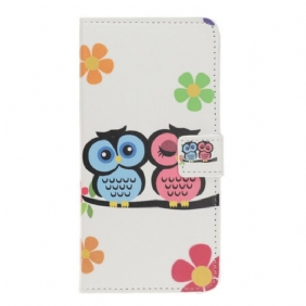 Leren Hoesje voor iPhone 12 Mini Paar Uilen