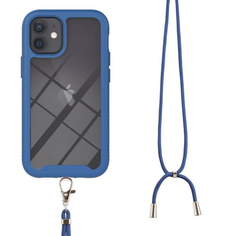 Telefoonhoesje voor iPhone 12 Mini Hybride Met Koord En Gekleurde Contour