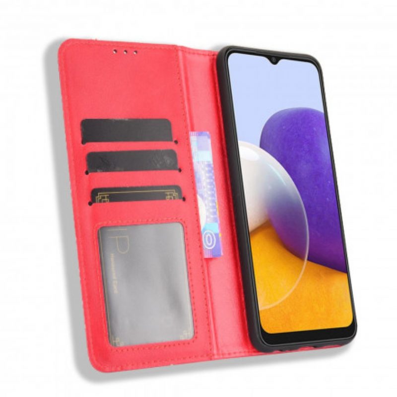 Bescherming Hoesje voor Samsung Galaxy A22 5G Folio-hoesje Gestileerd Vintage Leereffect