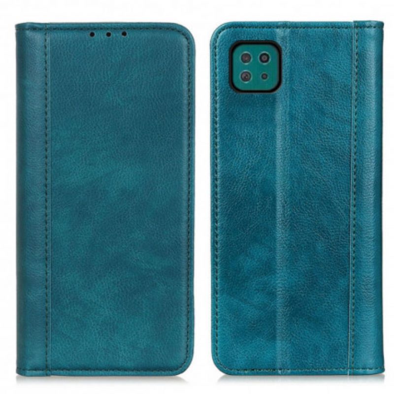 Bescherming Hoesje voor Samsung Galaxy A22 5G Folio-hoesje Litchi Split Lederen Versie