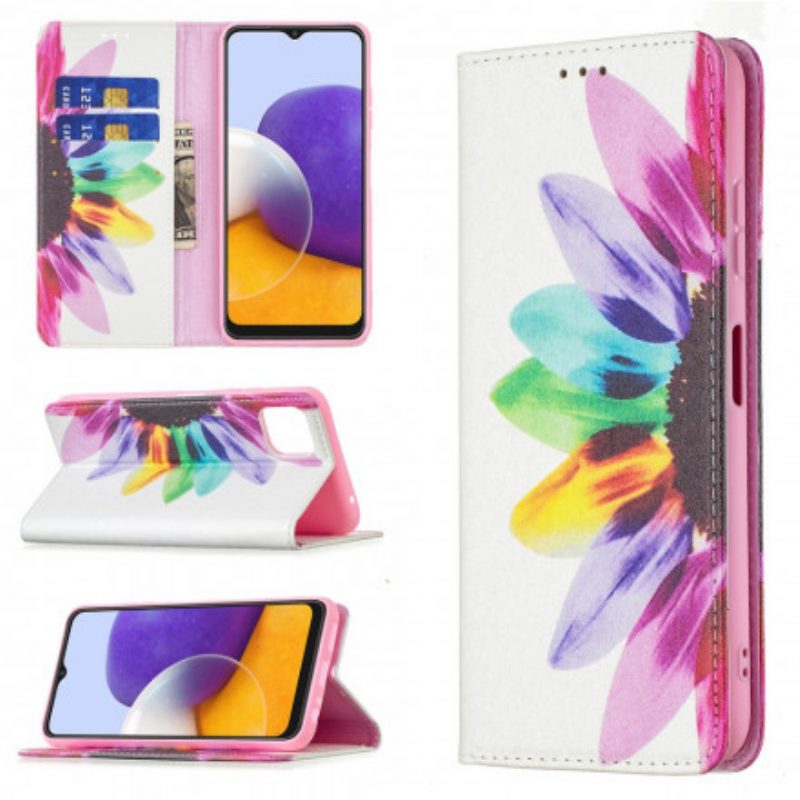 Bescherming Hoesje voor Samsung Galaxy A22 5G Folio-hoesje Waterverf Bloem