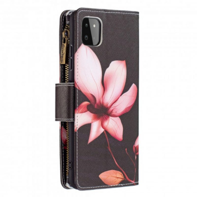 Flip Case voor Samsung Galaxy A22 5G Bloemzak Met Ritssluiting