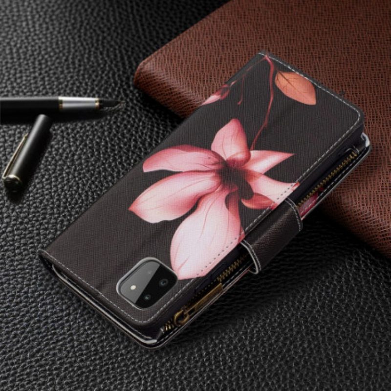 Flip Case voor Samsung Galaxy A22 5G Bloemzak Met Ritssluiting