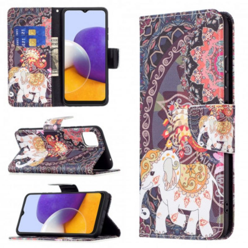 Flip Case voor Samsung Galaxy A22 5G Indische Olifant