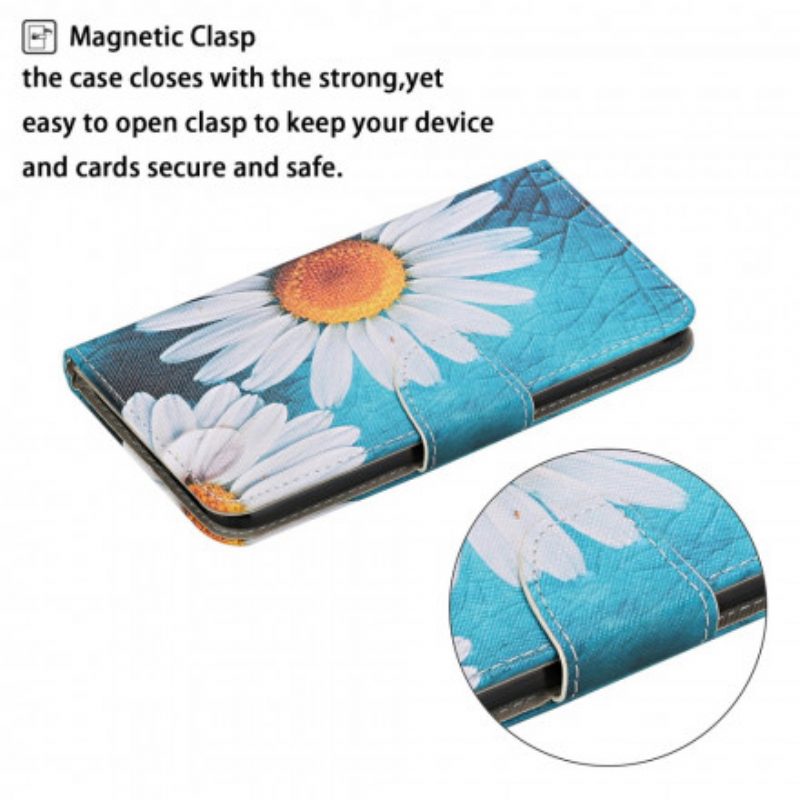 Flip Case voor Samsung Galaxy A22 5G Meesterlijke Bloemen Met Riem