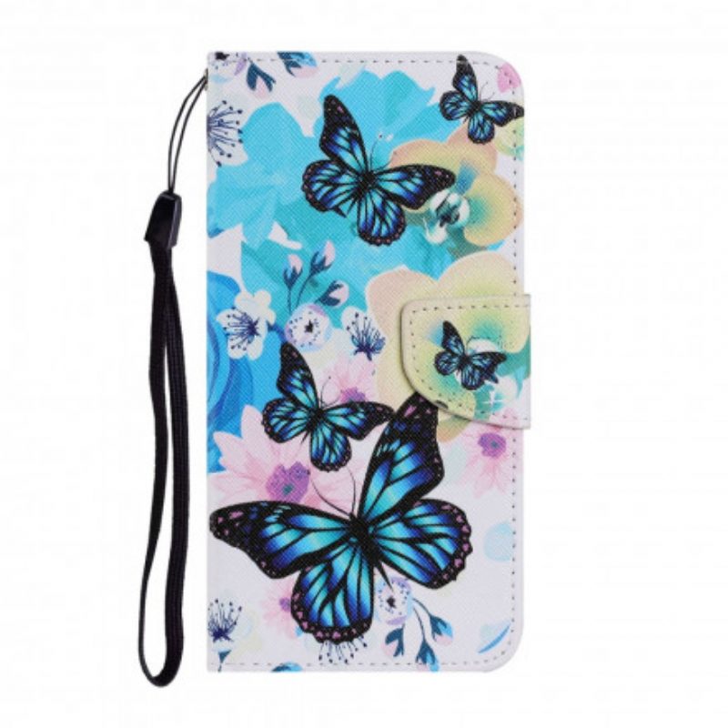 Flip Case voor Samsung Galaxy A22 5G Vlinders En Zomerbloemen