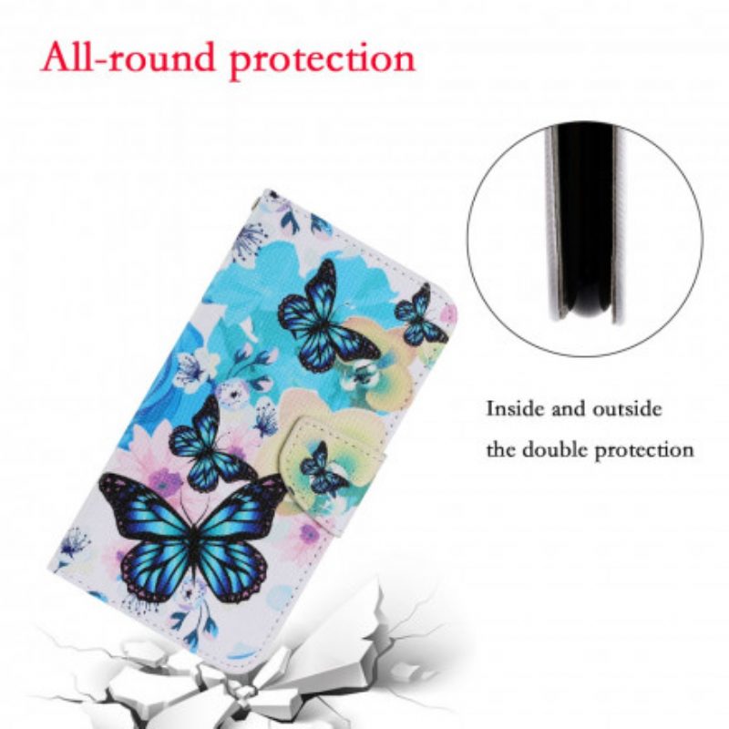 Flip Case voor Samsung Galaxy A22 5G Vlinders En Zomerbloemen