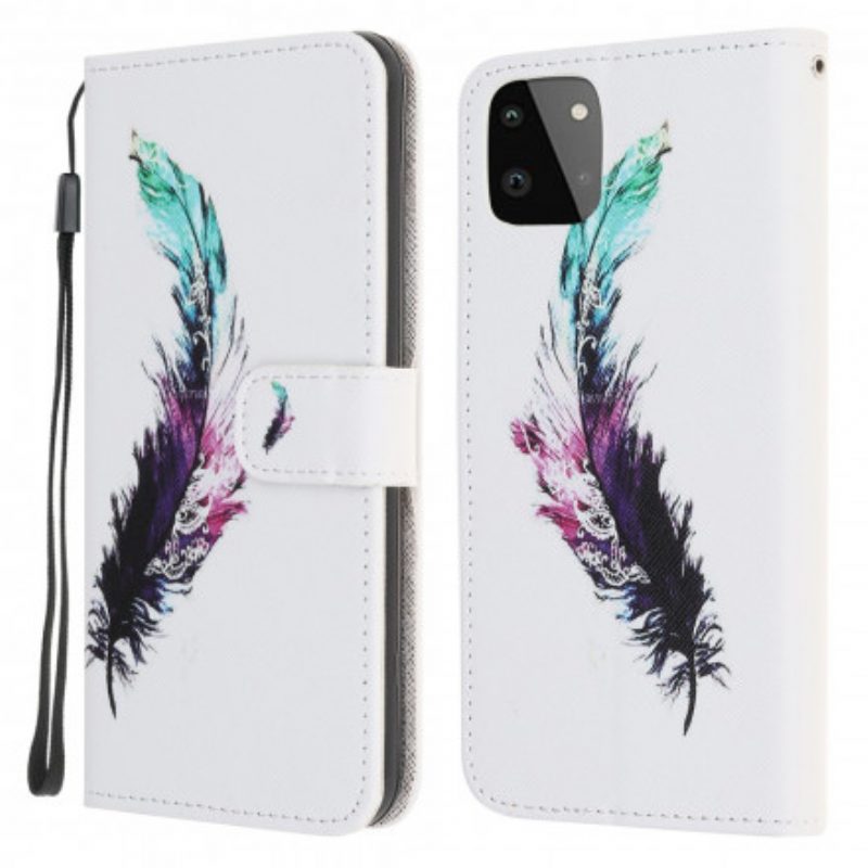 Folio-hoesje voor Samsung Galaxy A22 5G Met Ketting Veer Met Koord