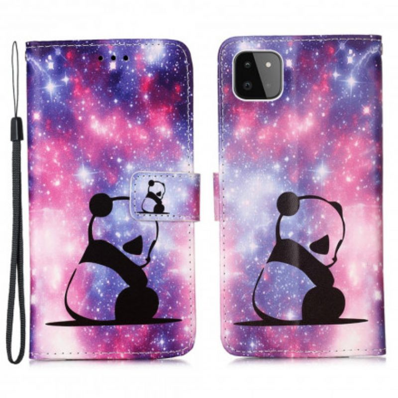 Folio-hoesje voor Samsung Galaxy A22 5G Panda Galaxy