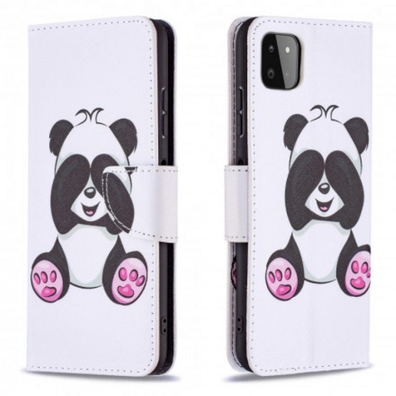 Folio-hoesje voor Samsung Galaxy A22 5G Panda-plezier