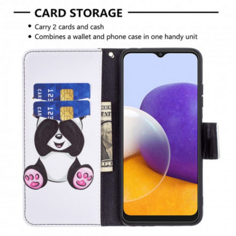 Folio-hoesje voor Samsung Galaxy A22 5G Panda-plezier