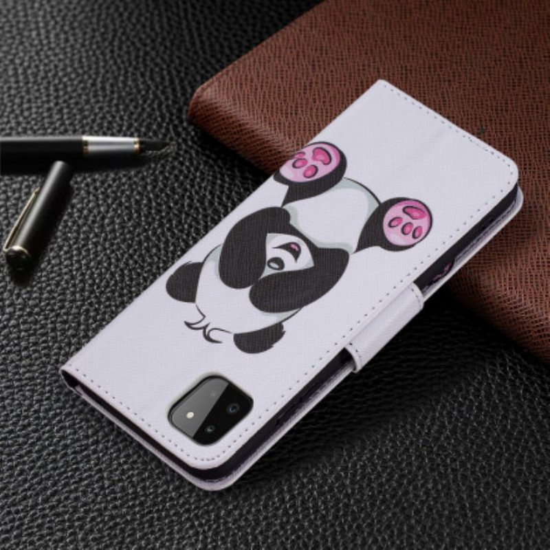 Folio-hoesje voor Samsung Galaxy A22 5G Panda-plezier