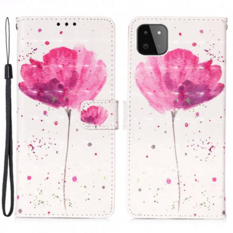 Hoesje Folio-hoesje voor Samsung Galaxy A22 5G Aquarel Papaver