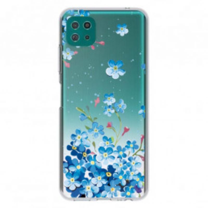 Hoesje voor Samsung Galaxy A22 5G Blauwe Bloemen