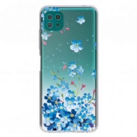 Hoesje voor Samsung Galaxy A22 5G Blauwe Bloemen