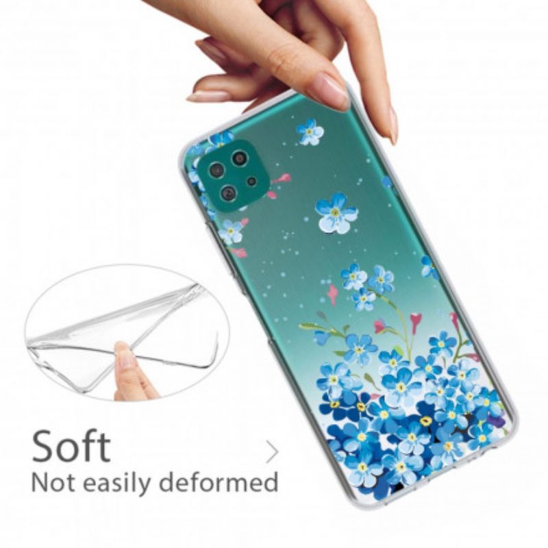 Hoesje voor Samsung Galaxy A22 5G Blauwe Bloemen