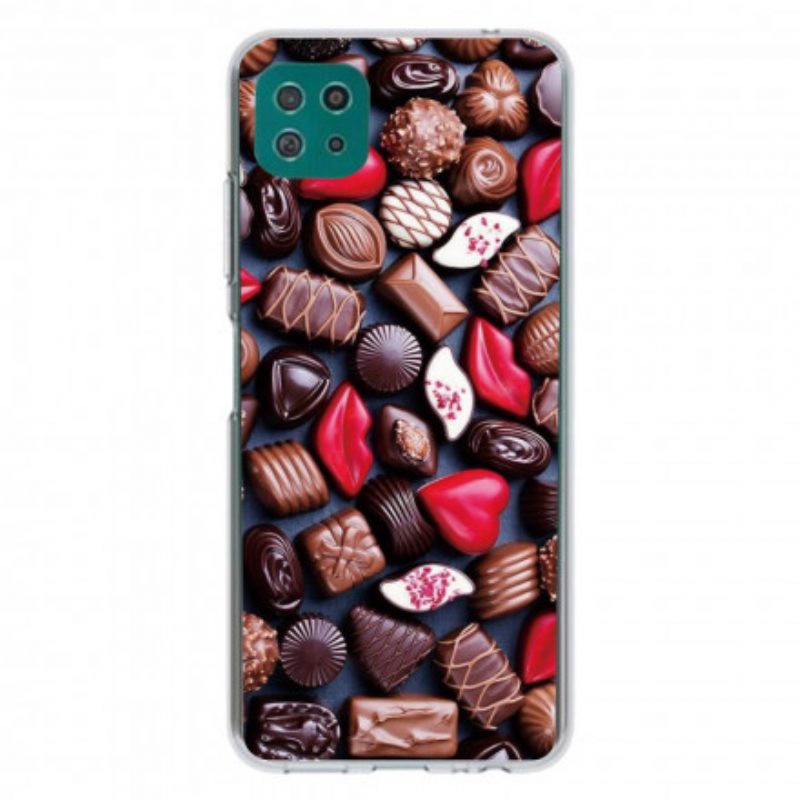 Hoesje voor Samsung Galaxy A22 5G Flexibele Chocolade