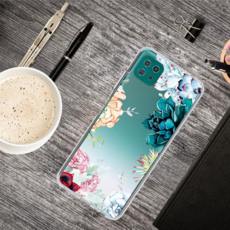 Hoesje voor Samsung Galaxy A22 5G Naadloze Aquarel Bloemen