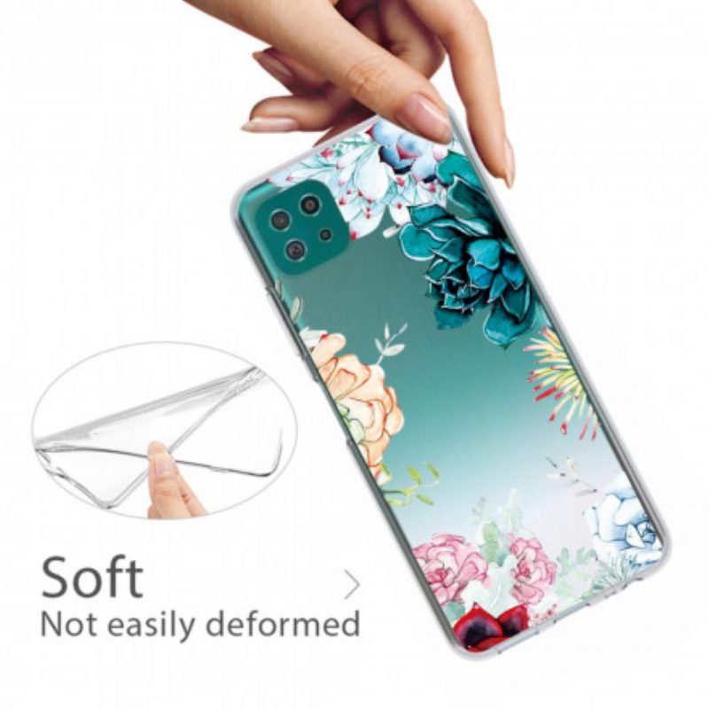 Hoesje voor Samsung Galaxy A22 5G Naadloze Aquarel Bloemen