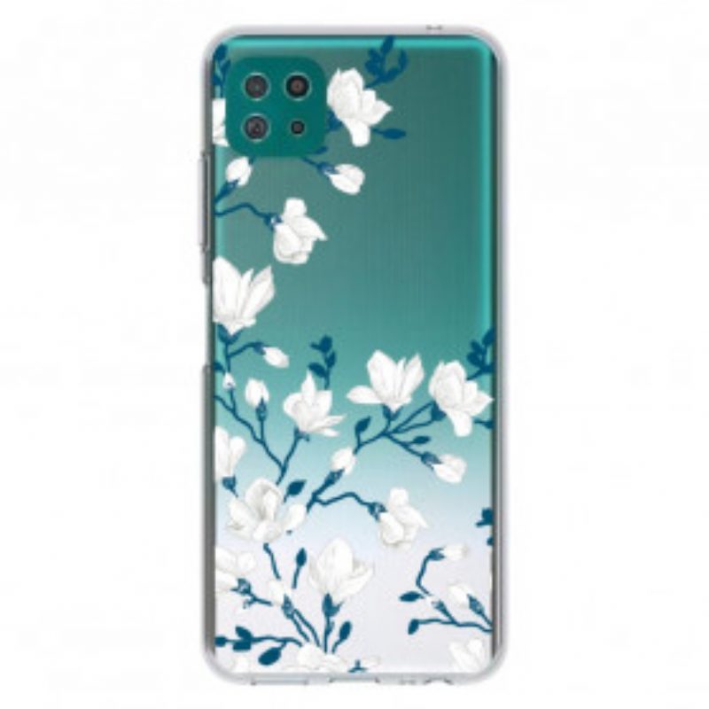 Hoesje voor Samsung Galaxy A22 5G Witte Bloemen