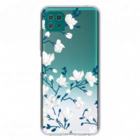 Hoesje voor Samsung Galaxy A22 5G Witte Bloemen