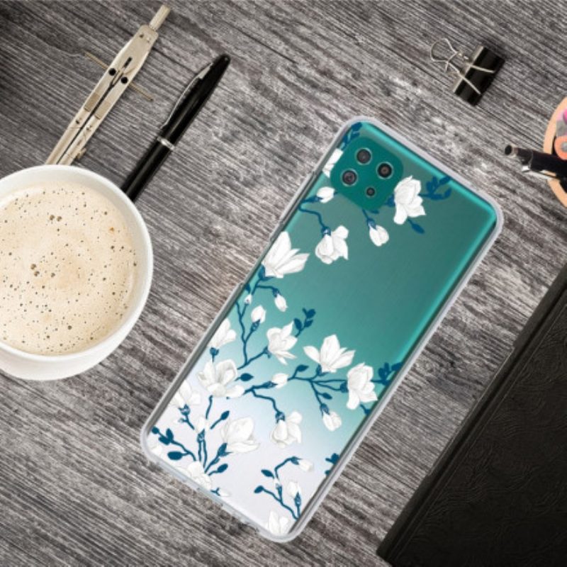 Hoesje voor Samsung Galaxy A22 5G Witte Bloemen