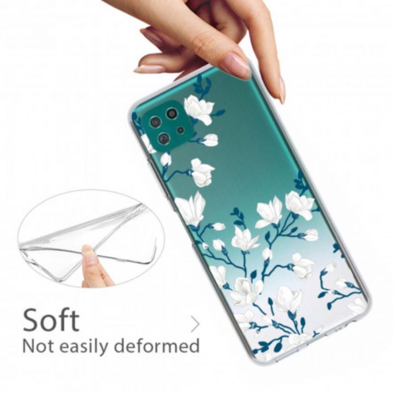 Hoesje voor Samsung Galaxy A22 5G Witte Bloemen